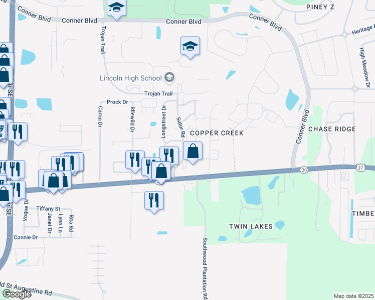 map of restaurants, bars, coffee shops, grocery stores, and more near 1071 Sutor Rd in Tallahassee