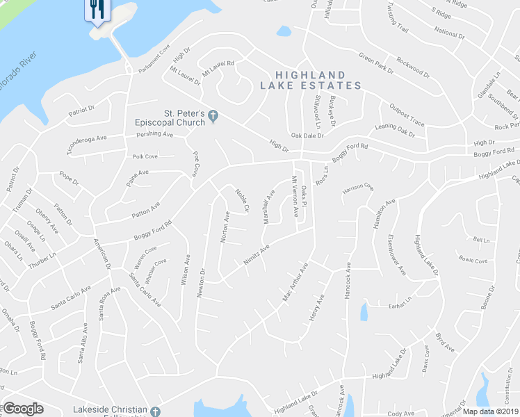 map of restaurants, bars, coffee shops, grocery stores, and more near 3106 Marshall Avenue in Leander