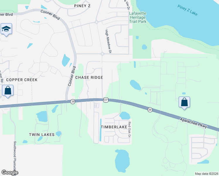 map of restaurants, bars, coffee shops, grocery stores, and more near 1207 Virgil Road in Tallahassee