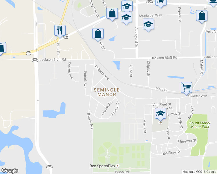 map of restaurants, bars, coffee shops, grocery stores, and more near 3922 Roswell Drive in Tallahassee
