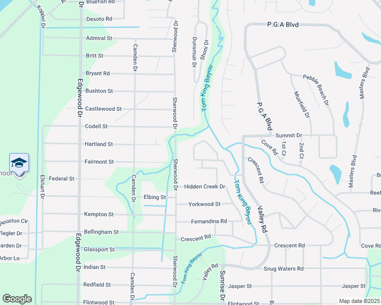 map of restaurants, bars, coffee shops, grocery stores, and more near 2627 Barefoot Creek Circle in Navarre
