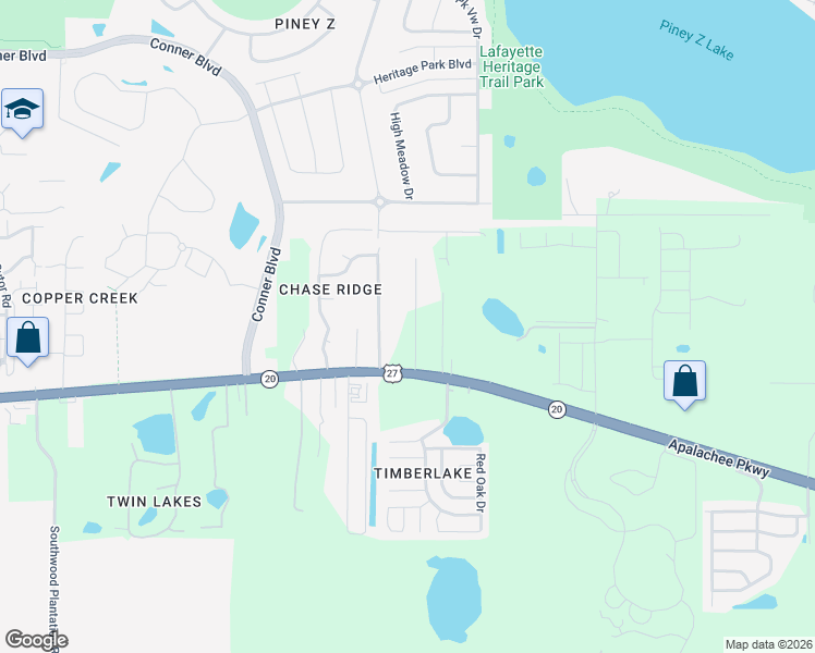 map of restaurants, bars, coffee shops, grocery stores, and more near 1207 Virgil Road in Tallahassee