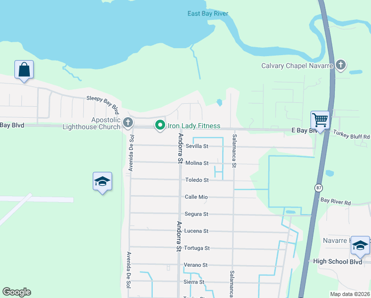 map of restaurants, bars, coffee shops, grocery stores, and more near 2656 Andorra St in Santa Rosa