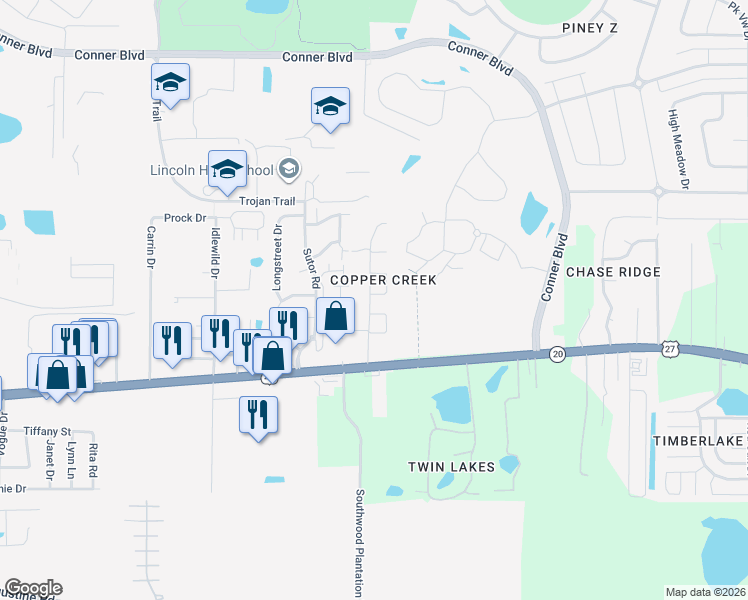 map of restaurants, bars, coffee shops, grocery stores, and more near 1201 Tumbleweed Run in Tallahassee