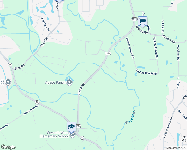 map of restaurants, bars, coffee shops, grocery stores, and more near 24915 Juban Road in Denham Springs