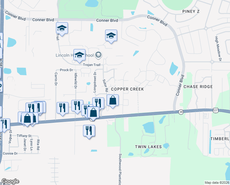 map of restaurants, bars, coffee shops, grocery stores, and more near 3717 Sutor Court in Tallahassee