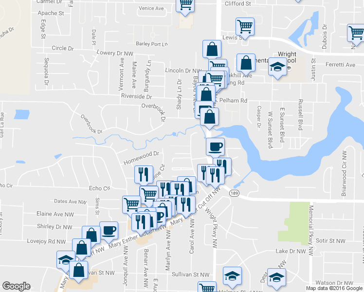 map of restaurants, bars, coffee shops, grocery stores, and more near 632 Gap Creek Drive in Fort Walton Beach