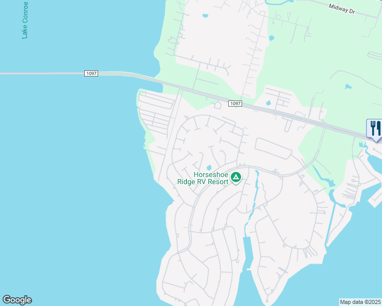 map of restaurants, bars, coffee shops, grocery stores, and more near 12979 Orion Court East in Willis