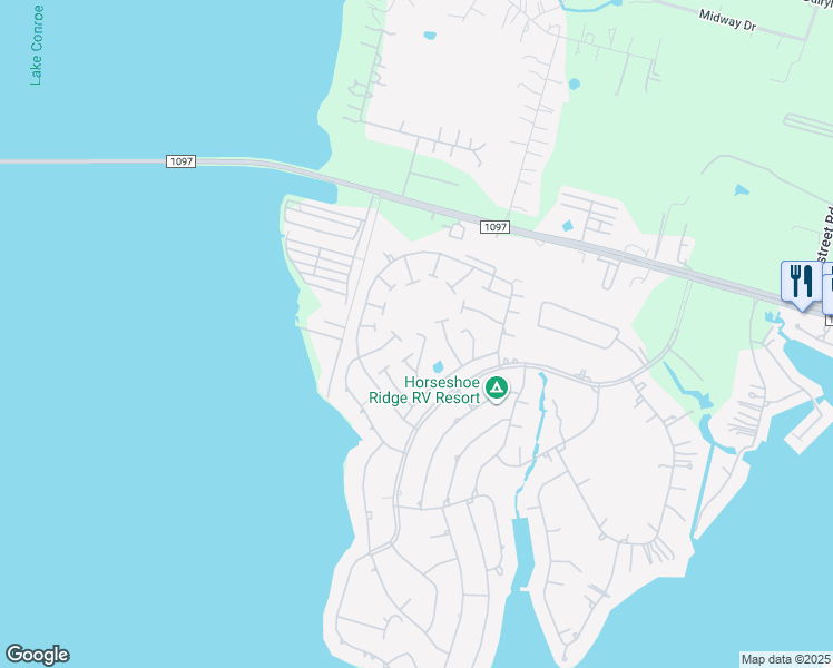 map of restaurants, bars, coffee shops, grocery stores, and more near 12824 Orion Court East in Willis