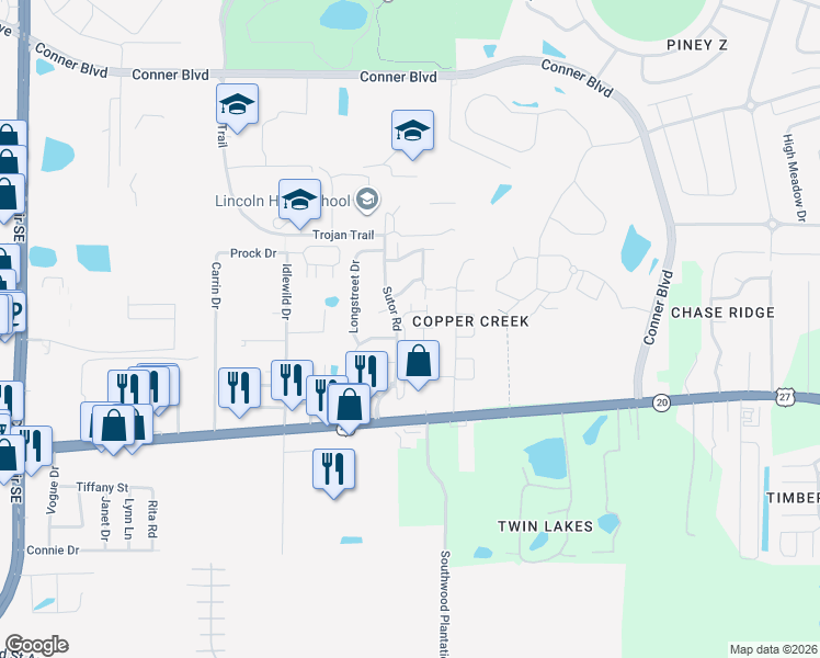 map of restaurants, bars, coffee shops, grocery stores, and more near 3717 Sutor Court in Tallahassee