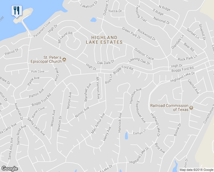 map of restaurants, bars, coffee shops, grocery stores, and more near 3305 Mac Arthur Avenue in Leander