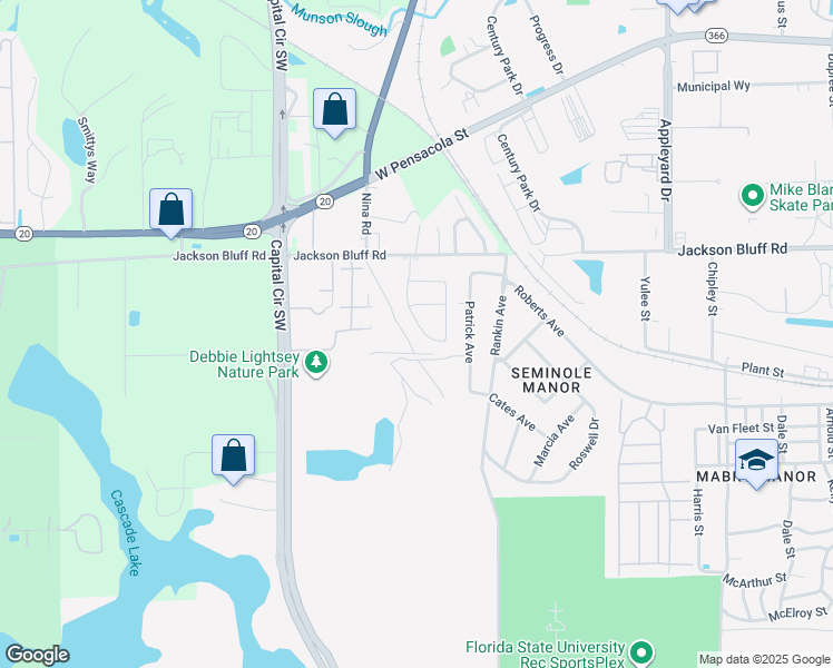 map of restaurants, bars, coffee shops, grocery stores, and more near 1546 Doolittle Avenue in Tallahassee