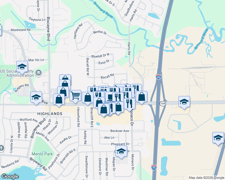 map of restaurants, bars, coffee shops, grocery stores, and more near 10895 Player Road West in Jacksonville