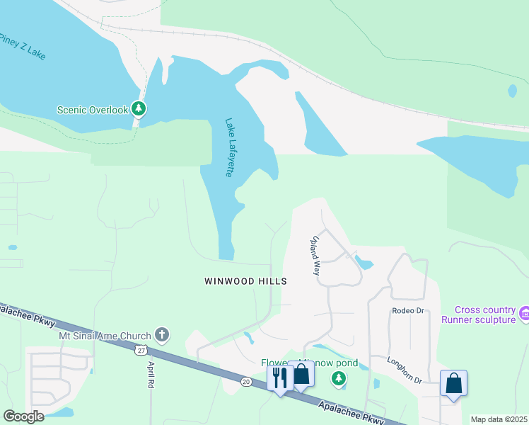 map of restaurants, bars, coffee shops, grocery stores, and more near 6464 Downhill Road in Tallahassee