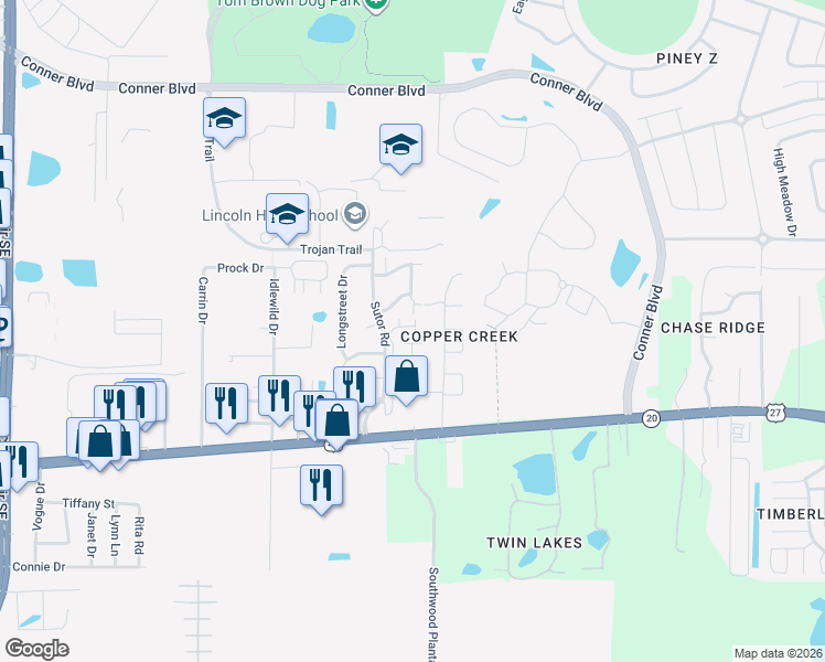 map of restaurants, bars, coffee shops, grocery stores, and more near 3717 Sutor Court in Tallahassee