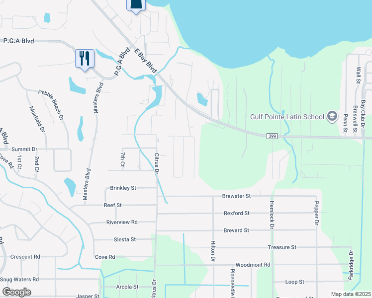 map of restaurants, bars, coffee shops, grocery stores, and more near 2678 Hidden Estates Circle in Navarre