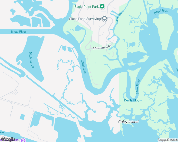 map of restaurants, bars, coffee shops, grocery stores, and more near 10187 South River Drive in Biloxi