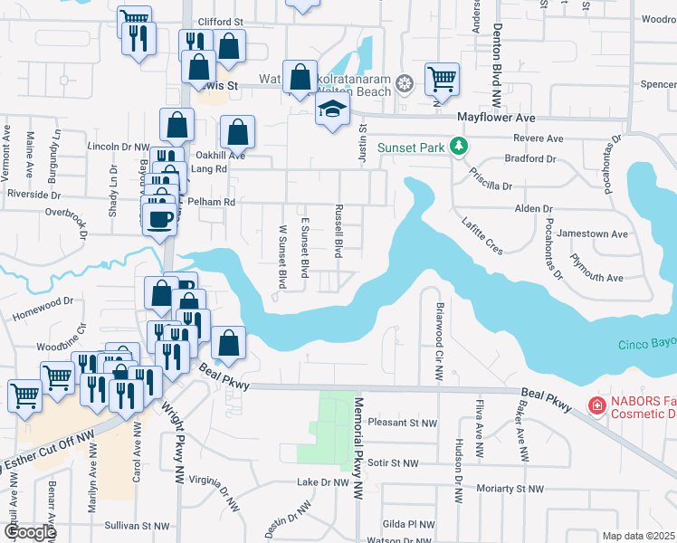 map of restaurants, bars, coffee shops, grocery stores, and more near 230 Beulah Street in Fort Walton Beach
