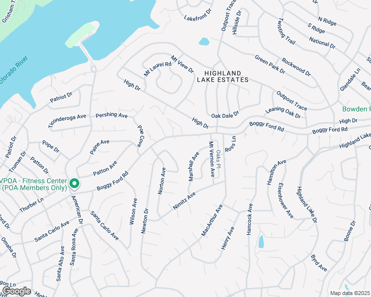 map of restaurants, bars, coffee shops, grocery stores, and more near 21101 Boggy Ford Road in Lago Vista