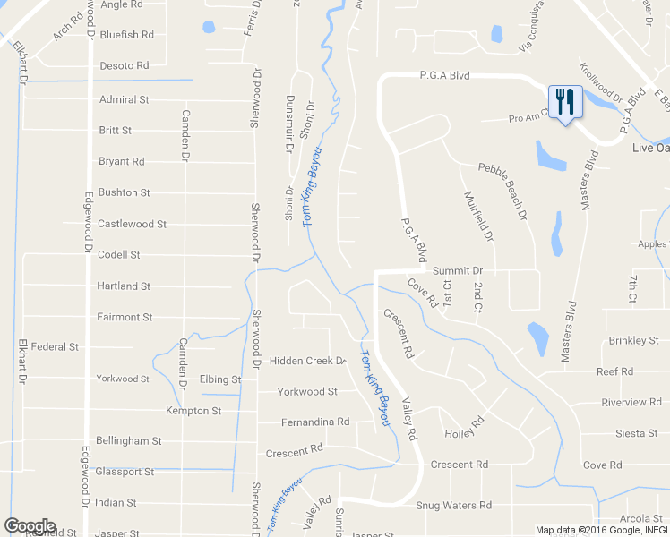 map of restaurants, bars, coffee shops, grocery stores, and more near 2617 Avenida De Soto in Navarre