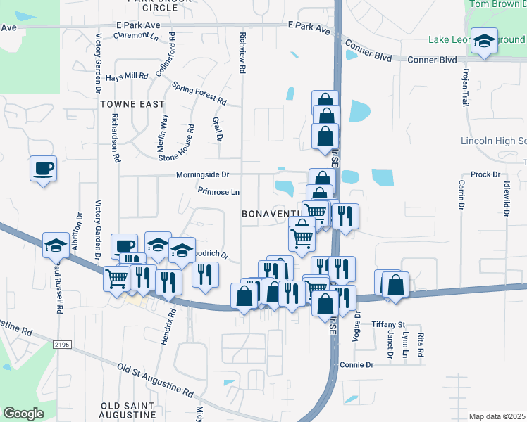 map of restaurants, bars, coffee shops, grocery stores, and more near 1117 Pinecrest Dr in Tallahassee