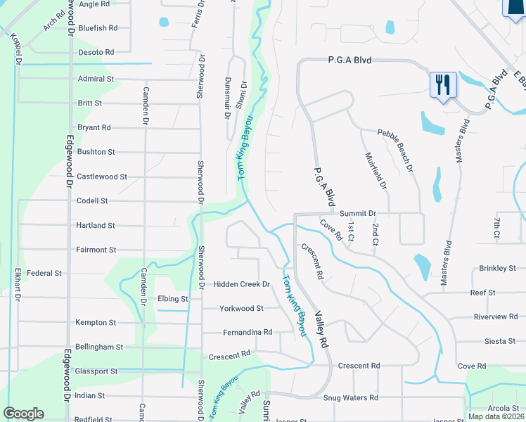 map of restaurants, bars, coffee shops, grocery stores, and more near 2617 Avenida De Soto in Navarre
