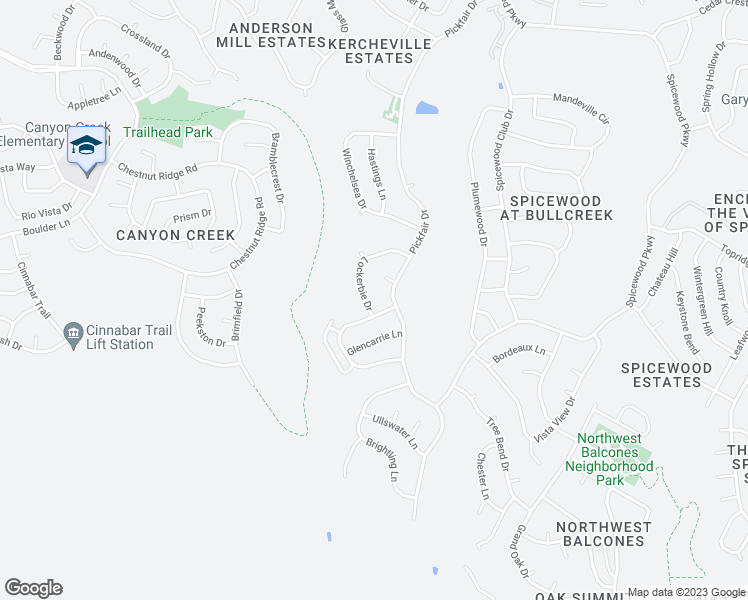 map of restaurants, bars, coffee shops, grocery stores, and more near 10403 Lockerbie Drive in Austin