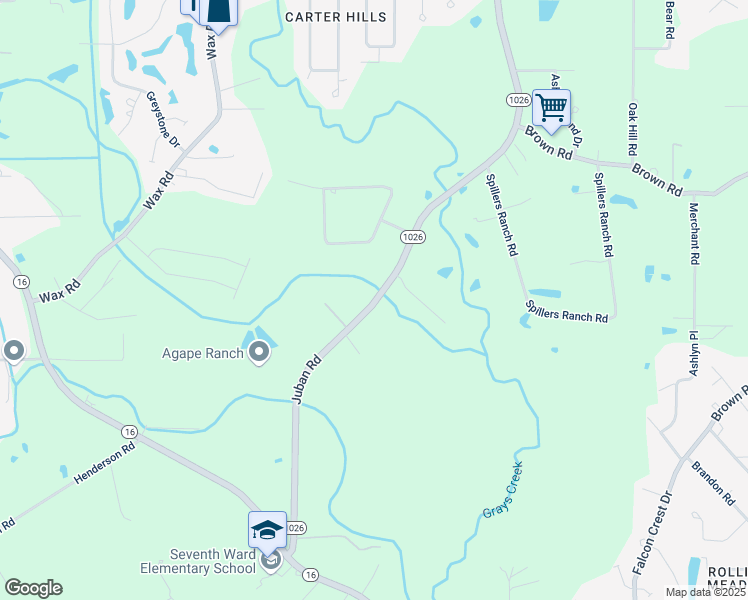 map of restaurants, bars, coffee shops, grocery stores, and more near 25119 Juban Road in Denham Springs