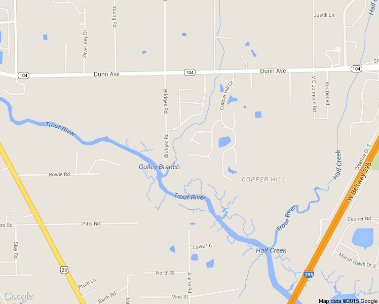 map of restaurants, bars, coffee shops, grocery stores, and more near 5965 Copper Creek Drive in Jacksonville