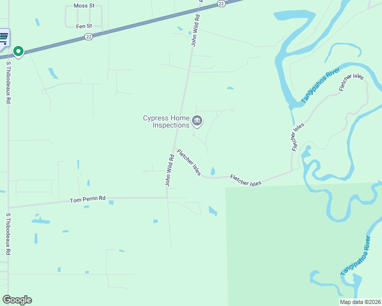 map of restaurants, bars, coffee shops, grocery stores, and more near 39480 John Wild Road in Ponchatoula