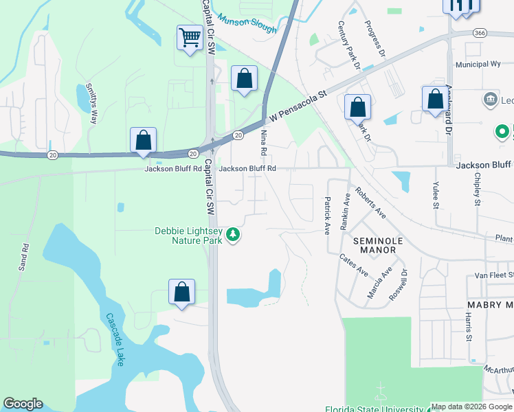 map of restaurants, bars, coffee shops, grocery stores, and more near 1669 Baldwin Park Drive in Tallahassee