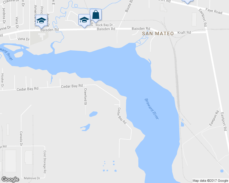 map of restaurants, bars, coffee shops, grocery stores, and more near 1379 Cedar Bay Road in Jacksonville