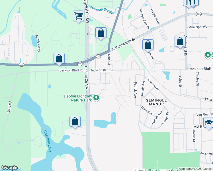 map of restaurants, bars, coffee shops, grocery stores, and more near 1669 Baldwin Park Drive in Tallahassee