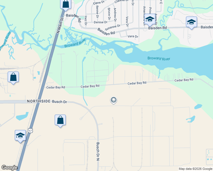 map of restaurants, bars, coffee shops, grocery stores, and more near 558 Cedar Bay Road in Jacksonville