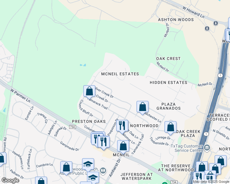map of restaurants, bars, coffee shops, grocery stores, and more near in Austin