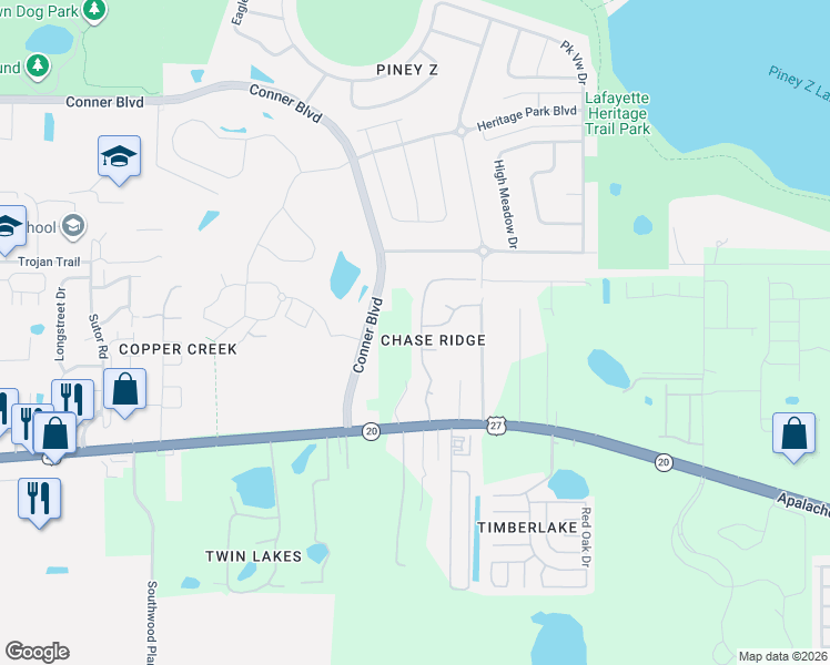 map of restaurants, bars, coffee shops, grocery stores, and more near 1167 Brafforton Way in Tallahassee