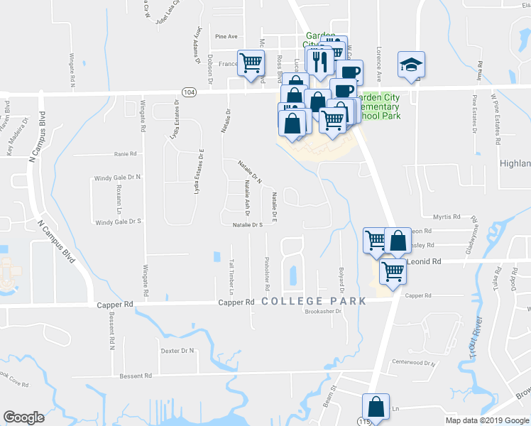 map of restaurants, bars, coffee shops, grocery stores, and more near 10819 Jessica Ash Drive in Jacksonville