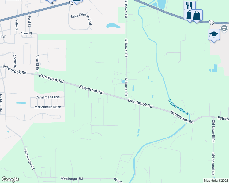 map of restaurants, bars, coffee shops, grocery stores, and more near 39370 Meadow Ridge Lane in Ponchatoula