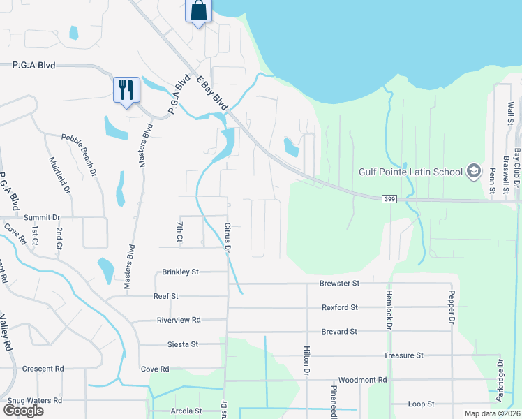 map of restaurants, bars, coffee shops, grocery stores, and more near 2678 Hidden Estates Circle in Navarre