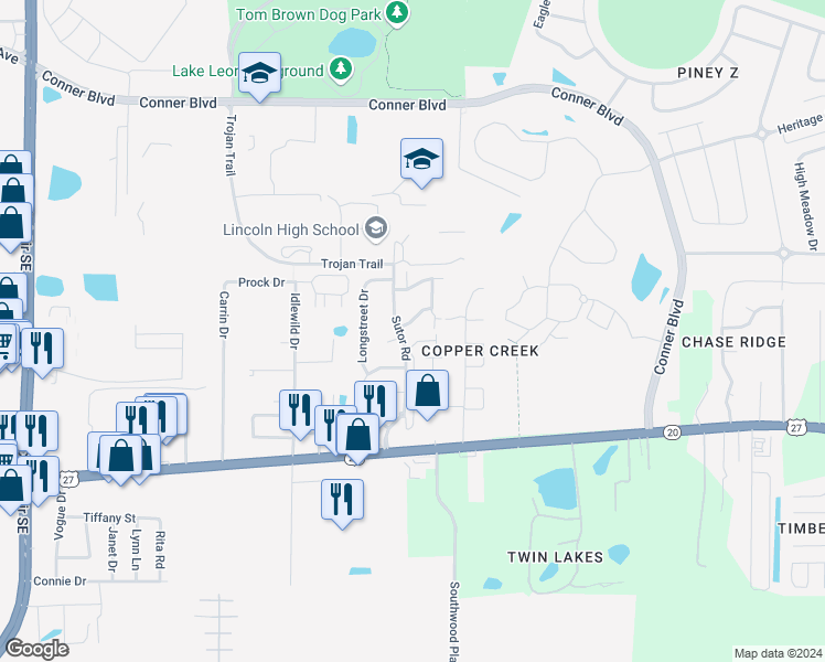 map of restaurants, bars, coffee shops, grocery stores, and more near 3717 Sutor Court in Tallahassee