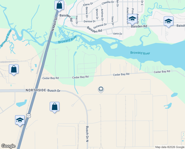map of restaurants, bars, coffee shops, grocery stores, and more near 558 Cedar Bay Road in Jacksonville