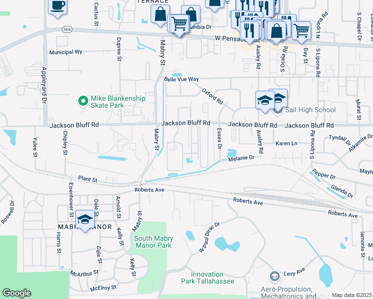 map of restaurants, bars, coffee shops, grocery stores, and more near 88 Vrogy Court in Tallahassee