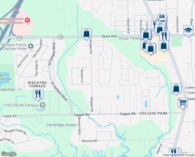 map of restaurants, bars, coffee shops, grocery stores, and more near 10820 Lydia Estates Drive East in Jacksonville