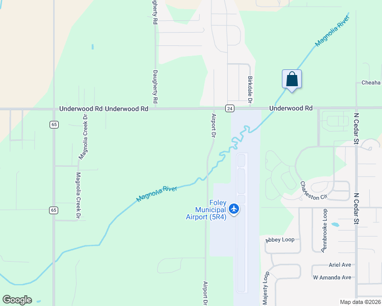 map of restaurants, bars, coffee shops, grocery stores, and more near in Foley