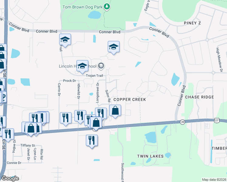 map of restaurants, bars, coffee shops, grocery stores, and more near 3719 Aksarben Drive in Tallahassee