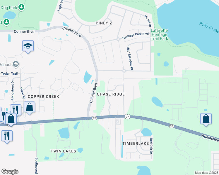 map of restaurants, bars, coffee shops, grocery stores, and more near 1139 Brafforton Drive in Tallahassee