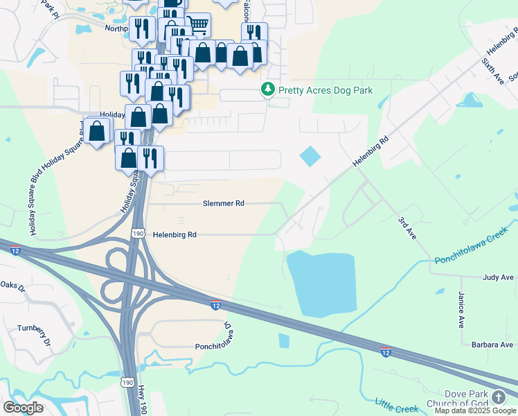 map of restaurants, bars, coffee shops, grocery stores, and more near 19471 Slemmer Road in Covington