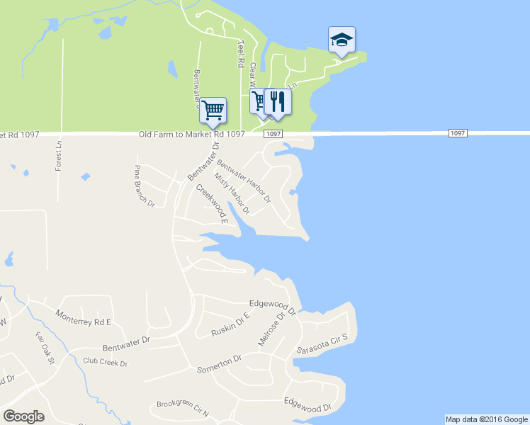 map of restaurants, bars, coffee shops, grocery stores, and more near 19 Misty Harbor East in Montgomery