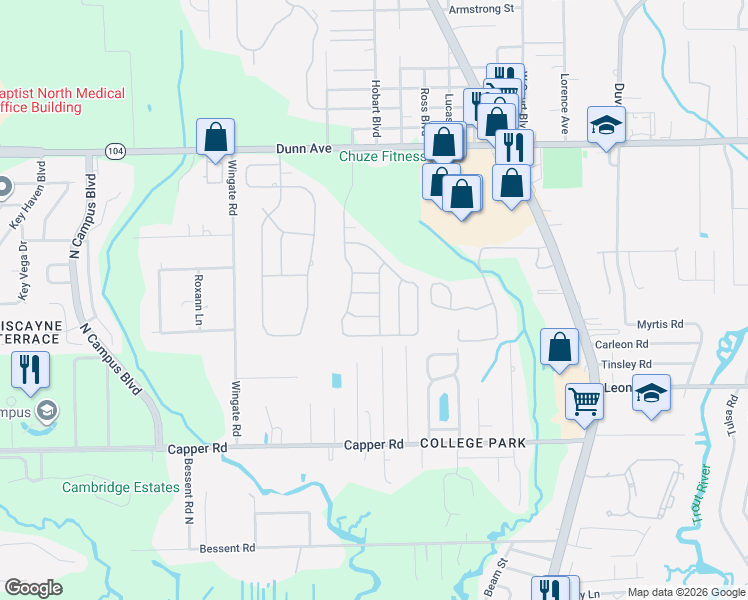 map of restaurants, bars, coffee shops, grocery stores, and more near 3465 Natalie Mel Lane in Jacksonville