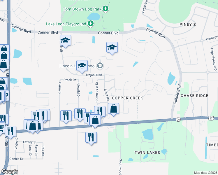 map of restaurants, bars, coffee shops, grocery stores, and more near 3706 Aksarben Drive in Tallahassee